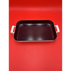 Vintage Waterford Colorcast Cast Iron Enamel Casserole Dish MCM 13x9 White Pan